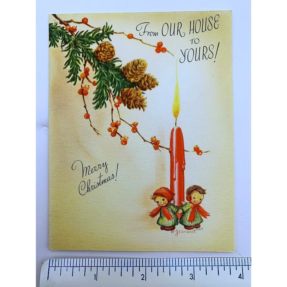 Vintage Season's Greetings Christmas Holiday Card Lot of 4-Unused-USA 1940s-50s